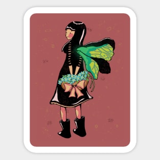 Girl with butterfly wings Sticker